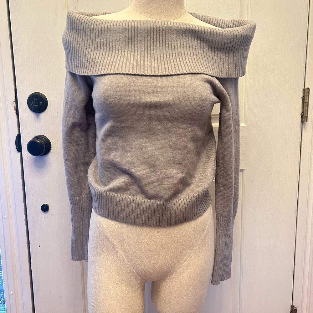Off-Shoulder Gray Sweater
